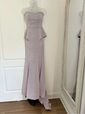 Andrea & Leo Couture 5025 Mauve Glitter Rhinestone Strapless Peplum Gown 4